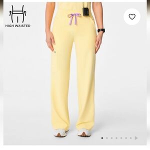Figs BUTTER YELLOW High-Waisted Isabel Wide Leg Scrub Pants - 2XL Petite - NWT